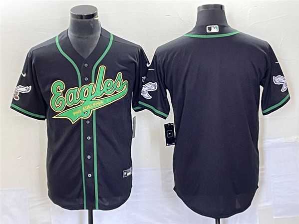 Mens Philadelphia Eagles Blank Black Cool Base Stitched Baseball Jersey